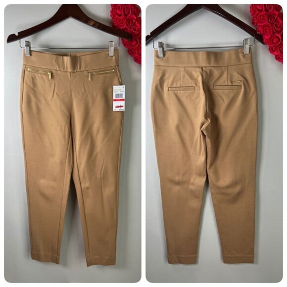 Michael Michael Kors PETITE Women's Zip-Pocket Pull-on Trousers PXS Dark Camel - Picture 1 of 13